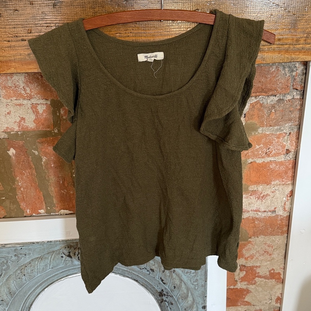 Madewell Olive Knit Top, size small